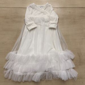 GUC Mud Pie White Tiered Mesh Baby Sleep Gown 3–6M | Christening